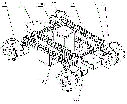 Digital flat panel ray detection ray source end robot based on Mecanum wheels