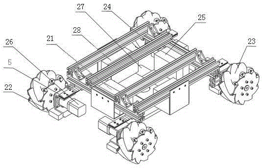 Digital flat panel ray detection ray source end robot based on Mecanum wheels