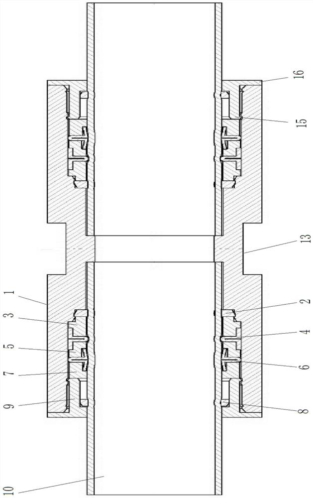 A reverse triangular double-ring card pipe fitting connection structure