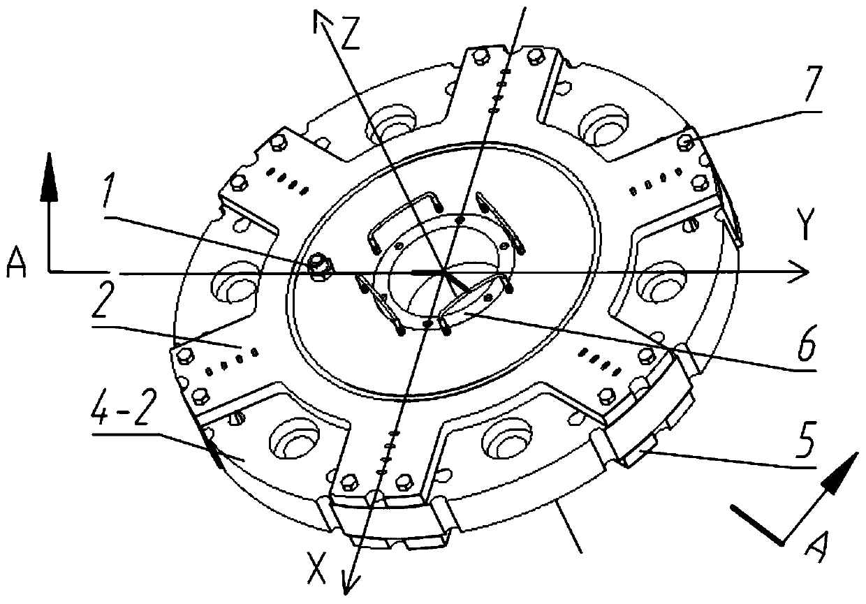 Three-dimensional damping hinge base for parallel machine tool vibration reducing