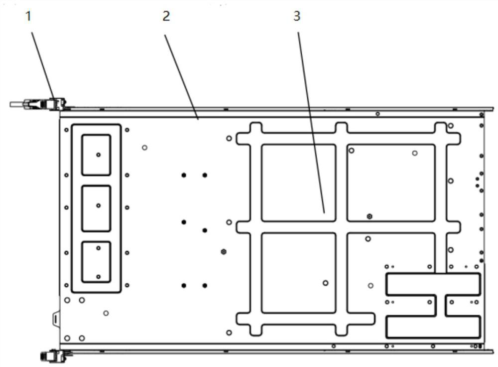 A low-radiation installation structure for server front cables