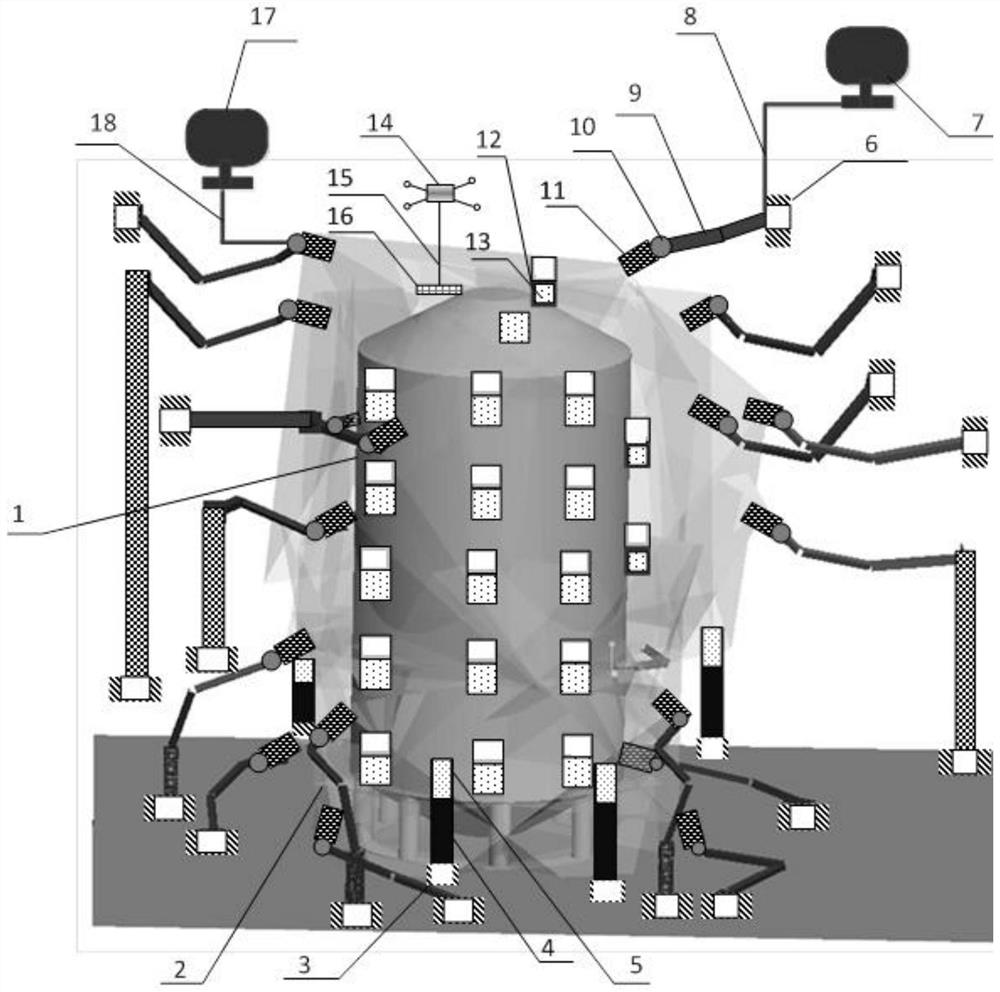 Large-view-field real-time deformation measurement system and method for spacecraft structure static test