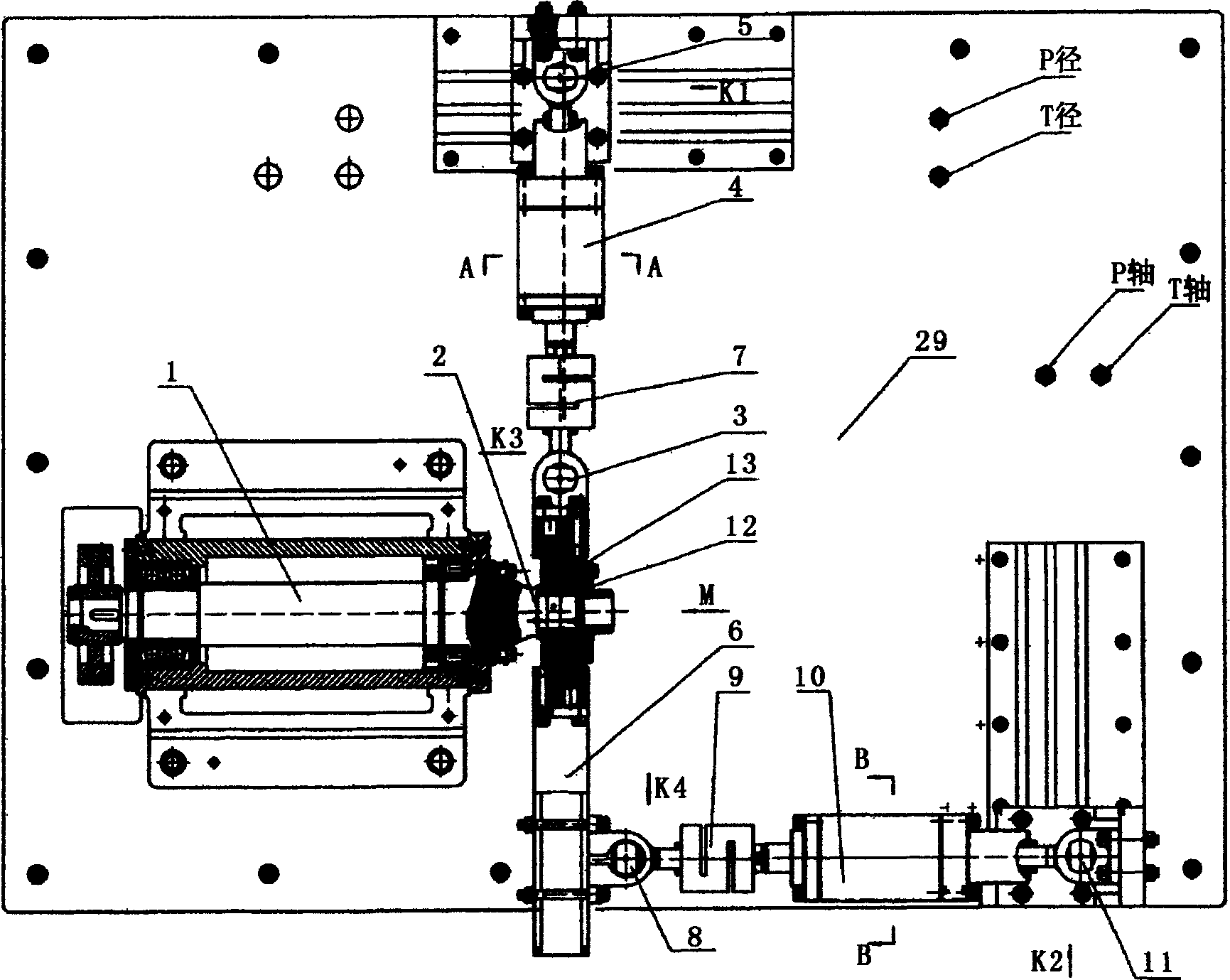 Simulation test loading device for automobile wheel hub bearing unit