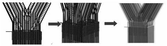 Cross construction method for complex V-shaped stiff columns and irregular ring beams of large stadium