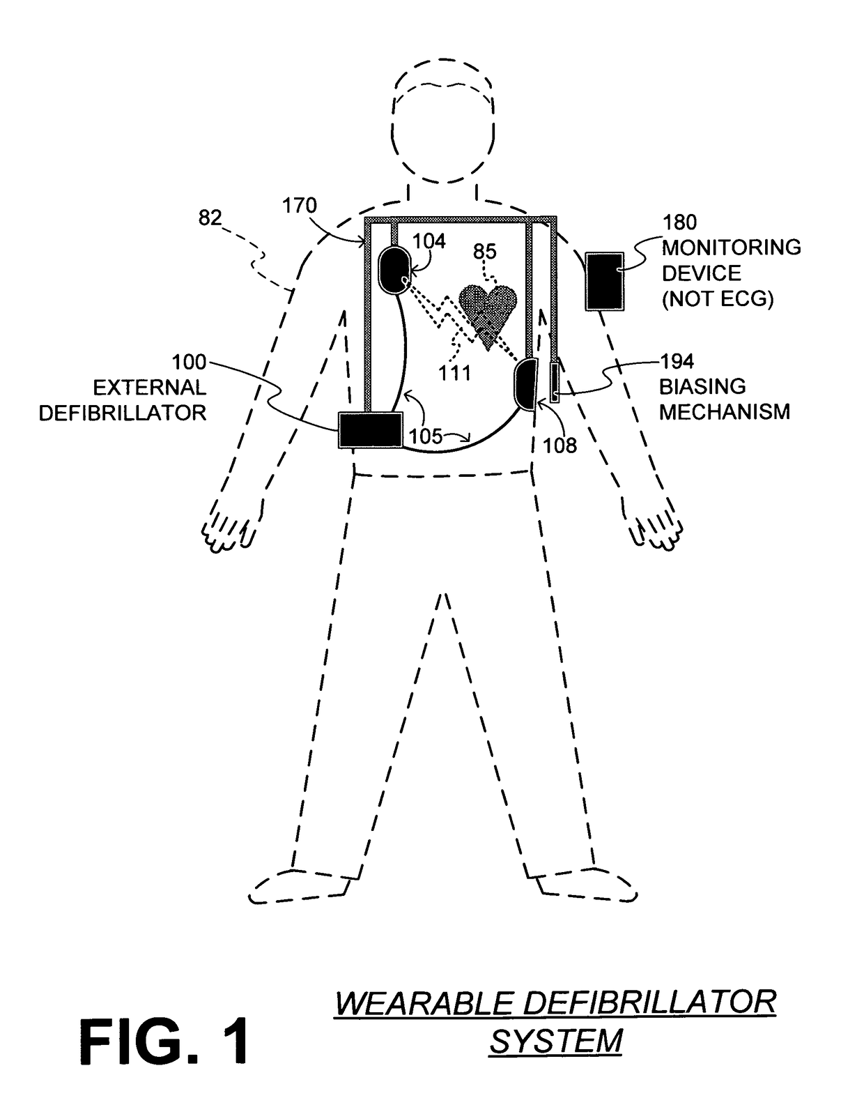 Wearable defibrillator with no long-term ECG monitoring