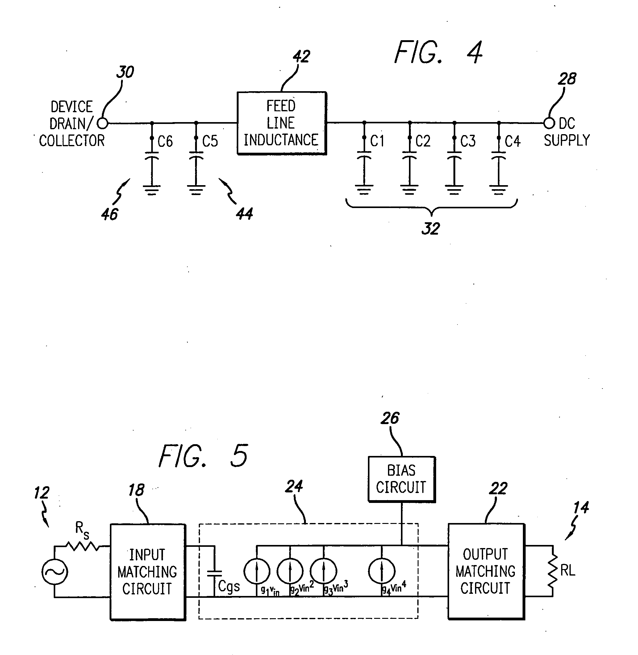 Feed forward amplifier employing bias circuit topologies for minimization of RF amplifier memory effects