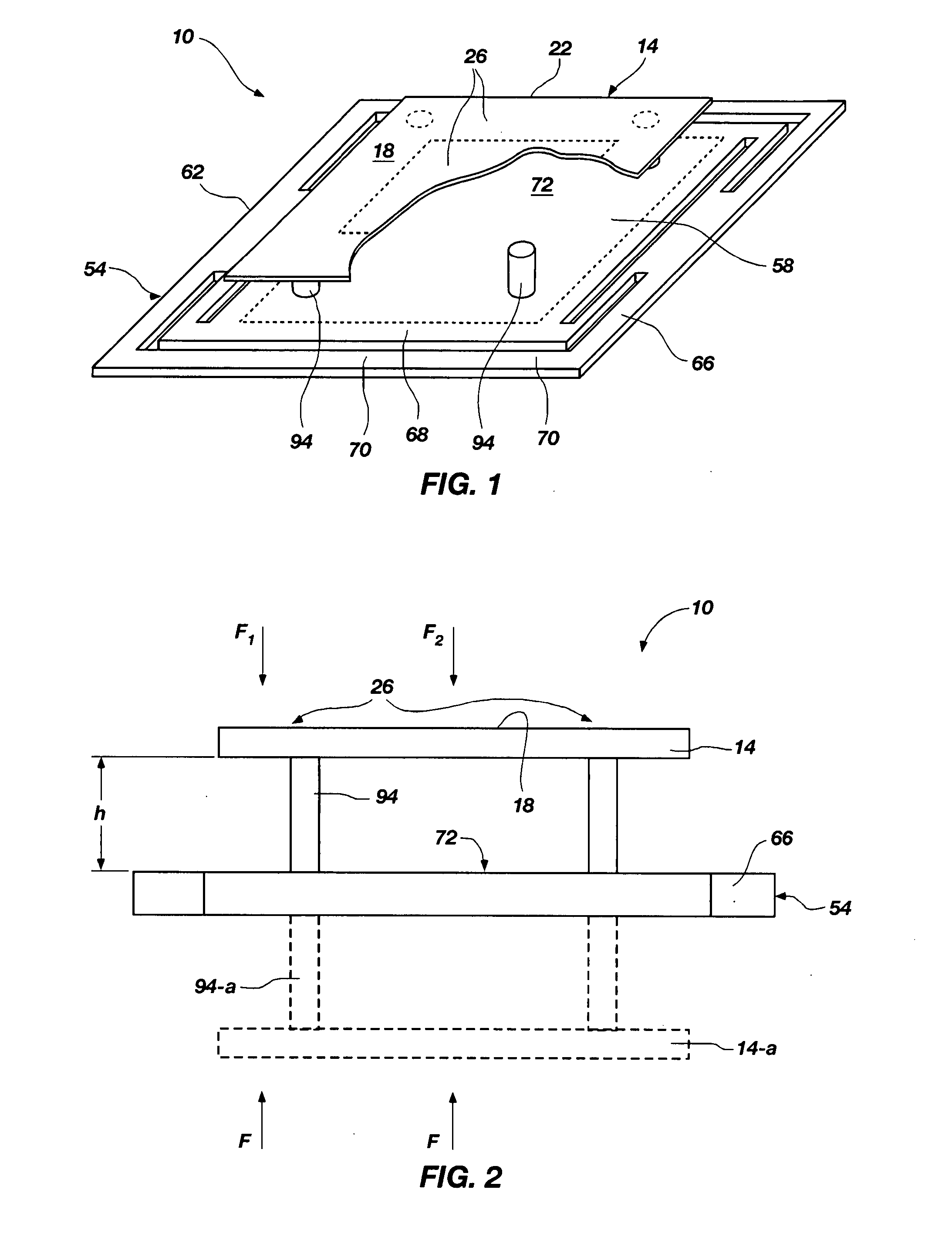 Force-based input device having an elevated contacting surface