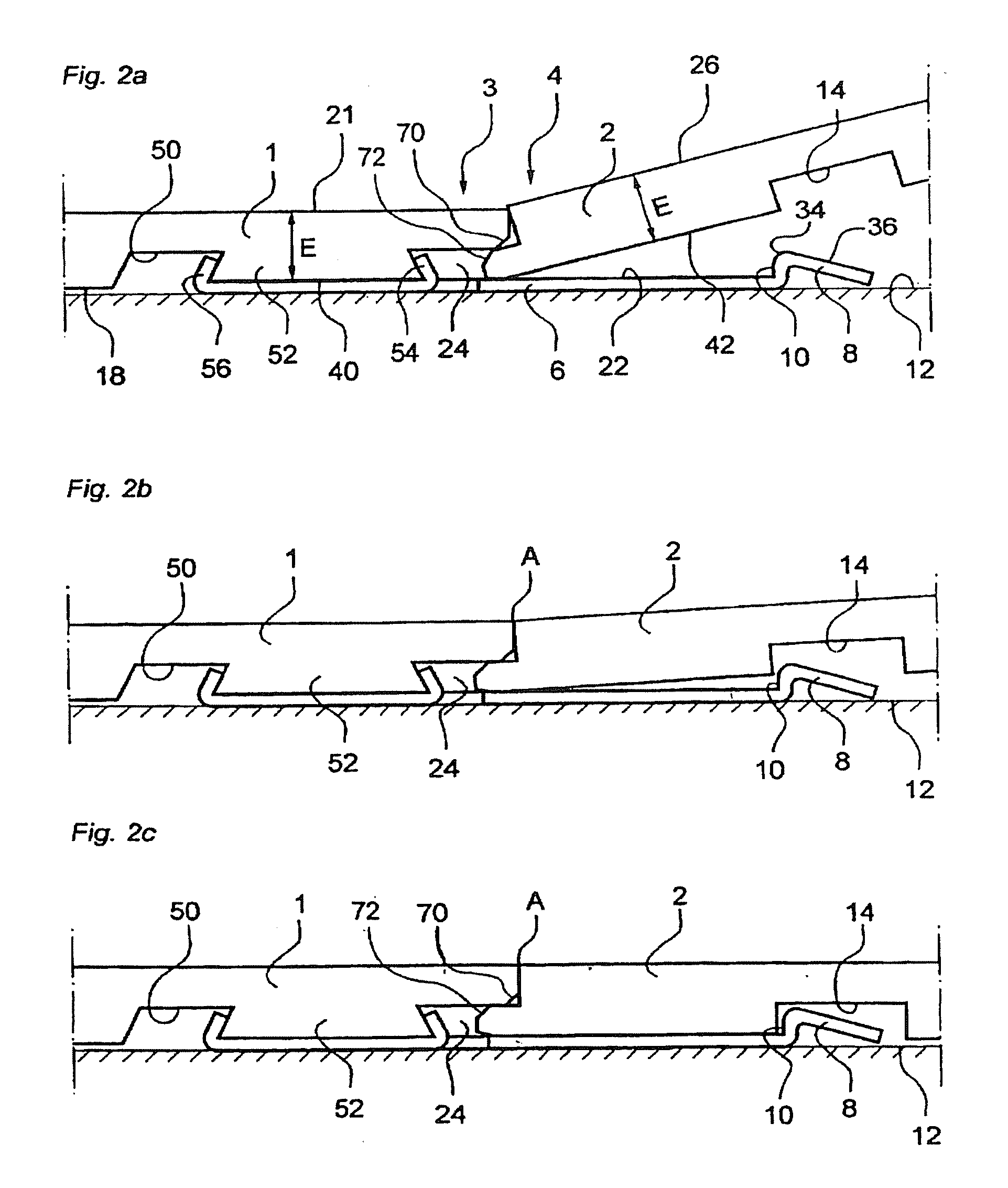 Floor panel with a tongue, groove and a strip