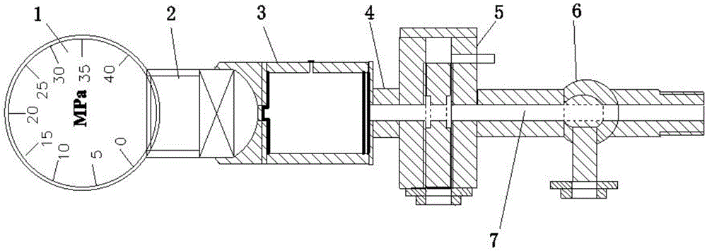 High-pressure water injection well head pressure gauge connector and matched wrench thereof