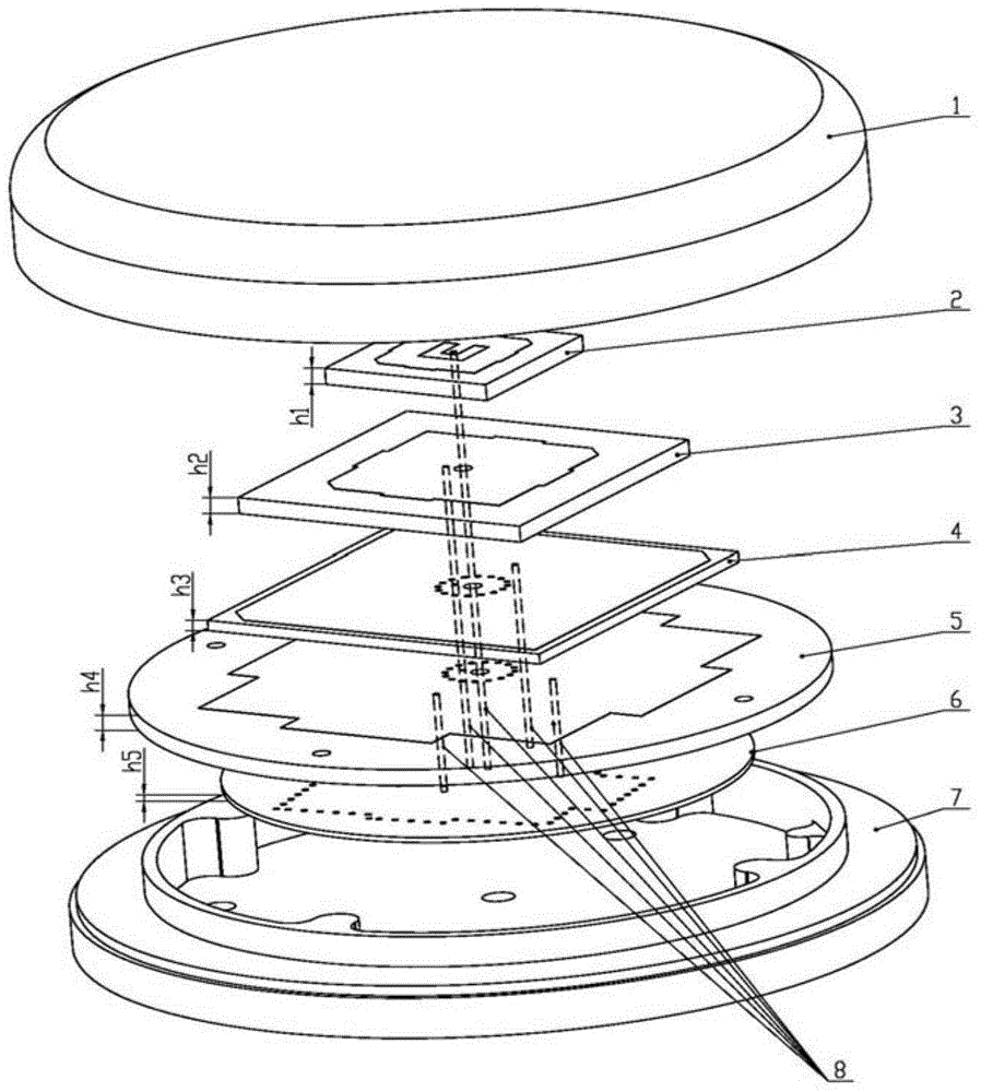 Five-frequency-section user machine antenna being compatible with Beidou and GPS (Global Positioning System) functions