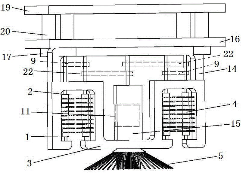 An m-shaped electric brush for cleaning culture tanks