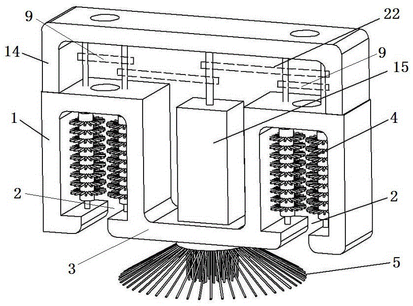 An m-shaped electric brush for cleaning culture tanks