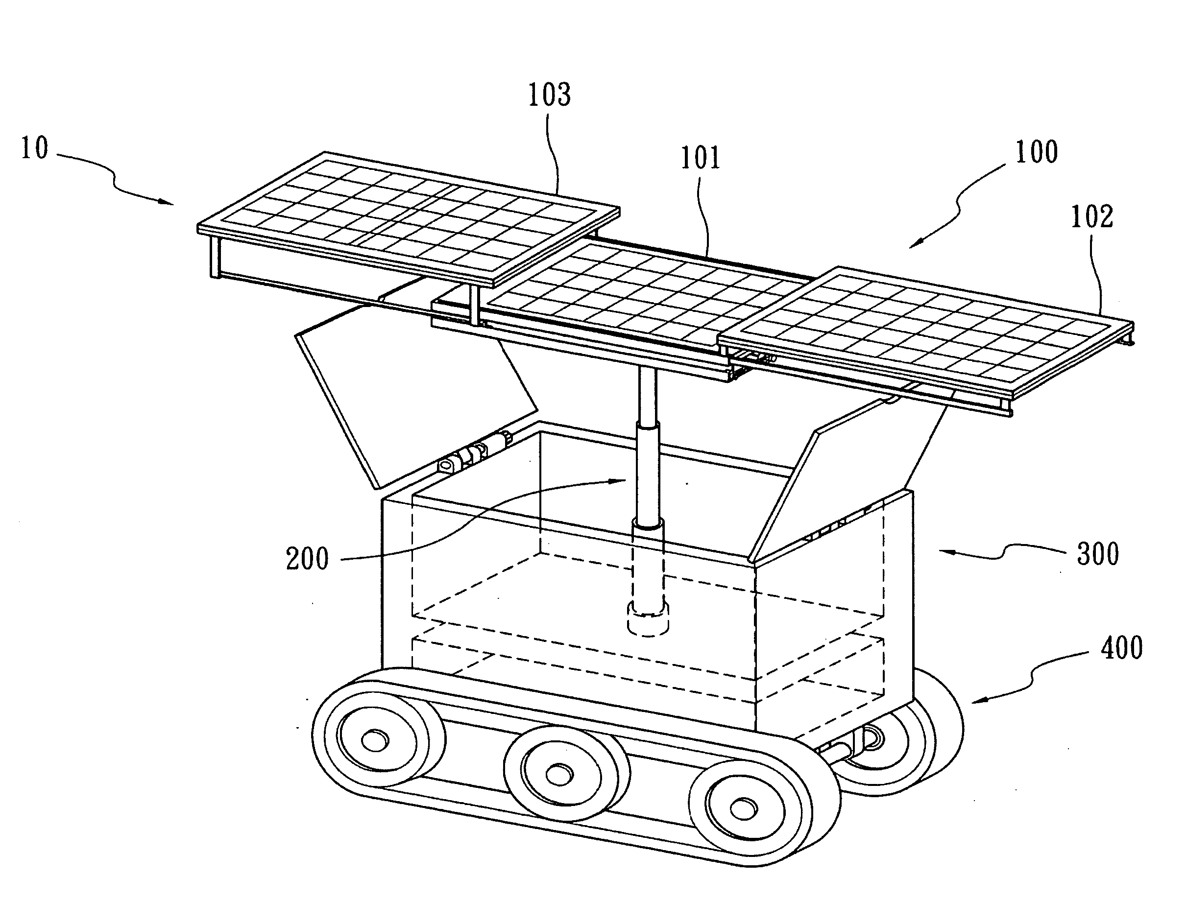 Self-propelled Solar Tracking Apparatus with Multi-layer Solar Panel