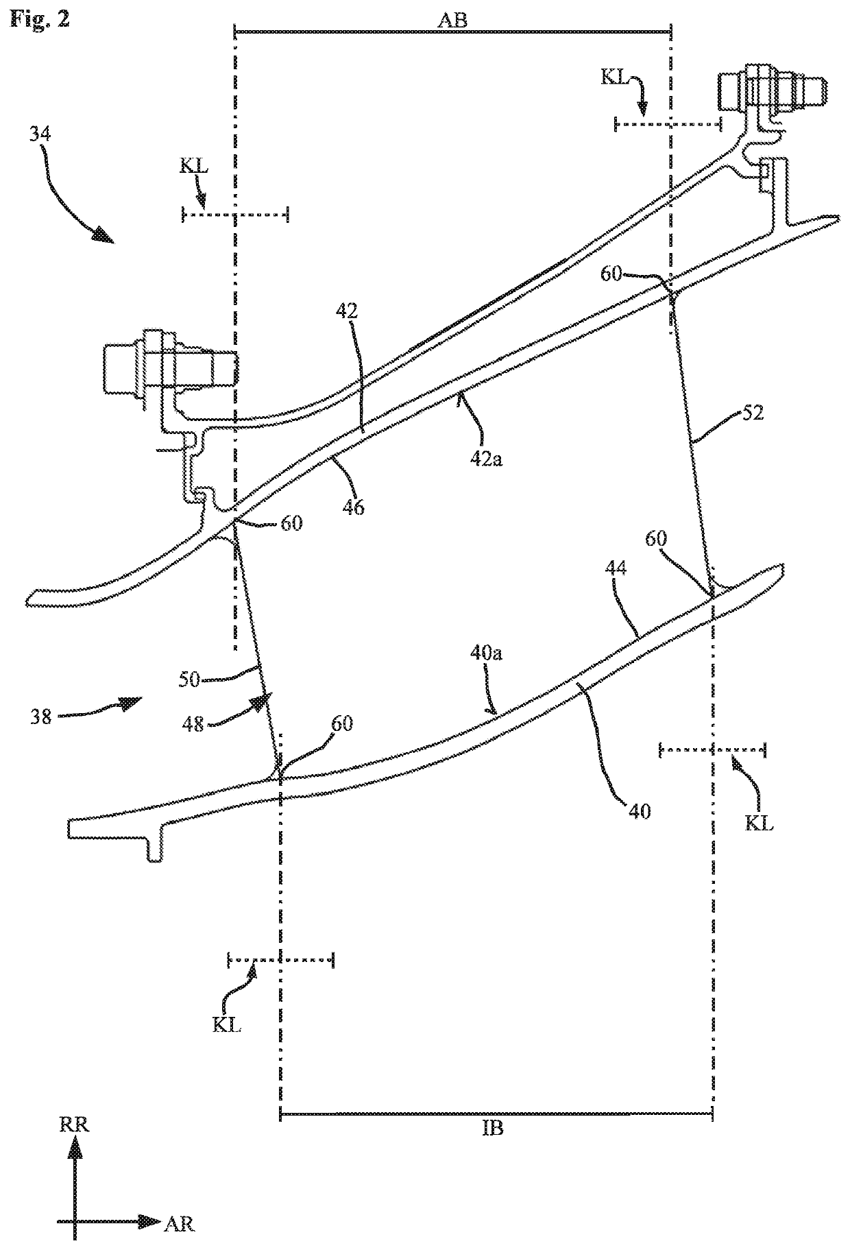 Turbine center frame having a specifically designed annular space contour