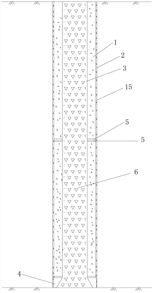 Rock-socketed pipe pile foundation with pile core by concrete pouring and pile side by static pressure grouting and construction method for rock-socketed pipe pile foundation