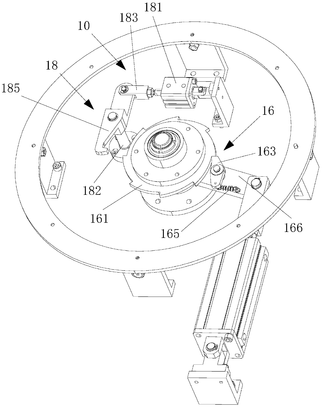 Ratchet wheel transmission type dispensing system for SMT mounting