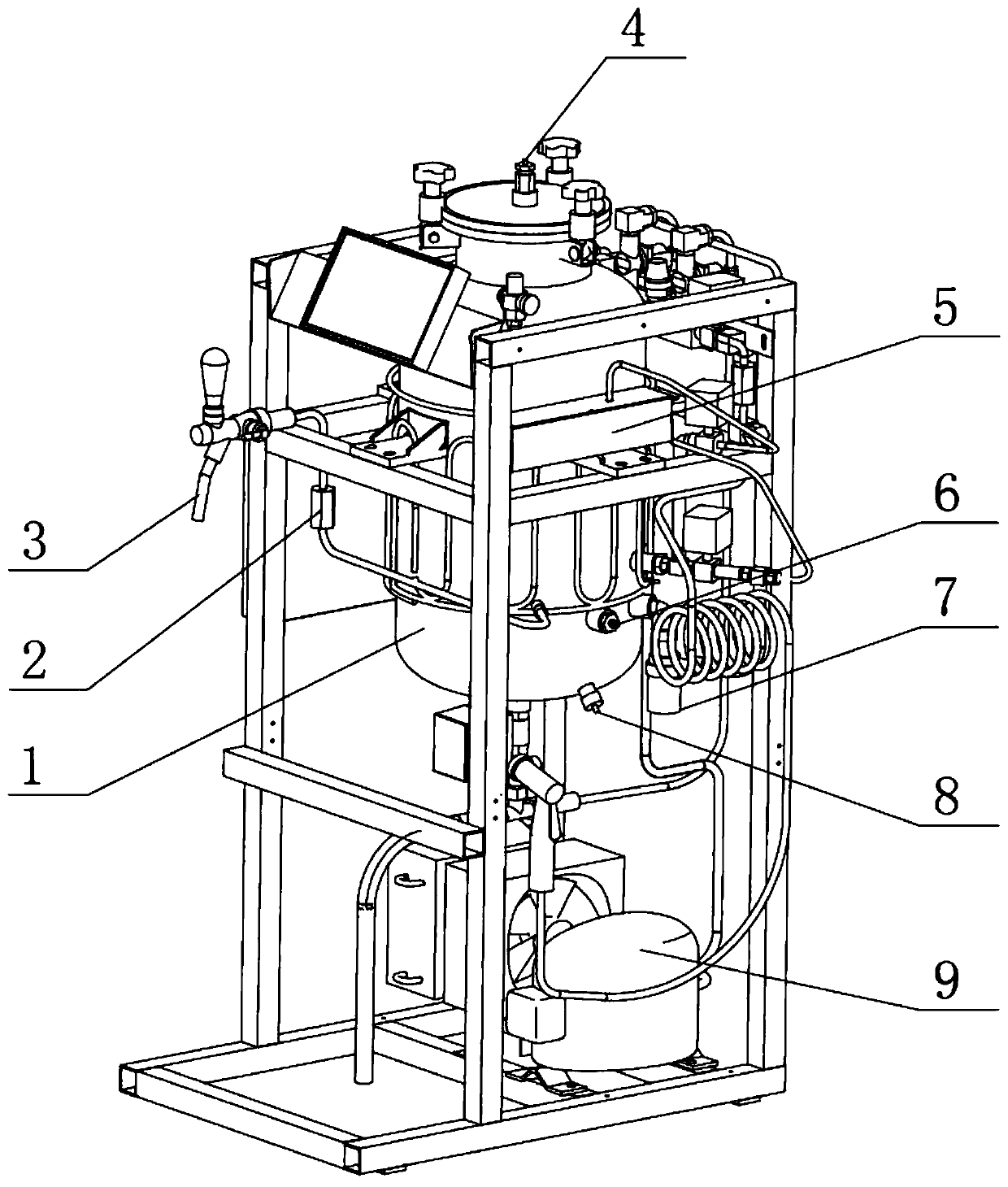 Household fine-brewed beer machine and beer brewing method