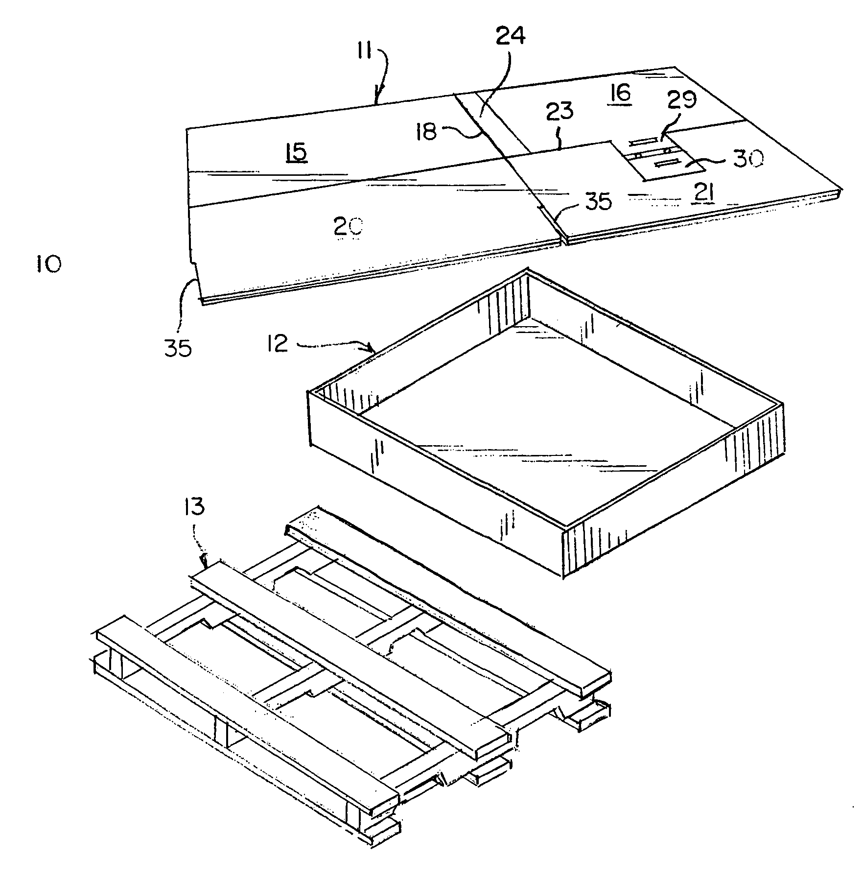 Bulk shipping box assembly with detachable pallet