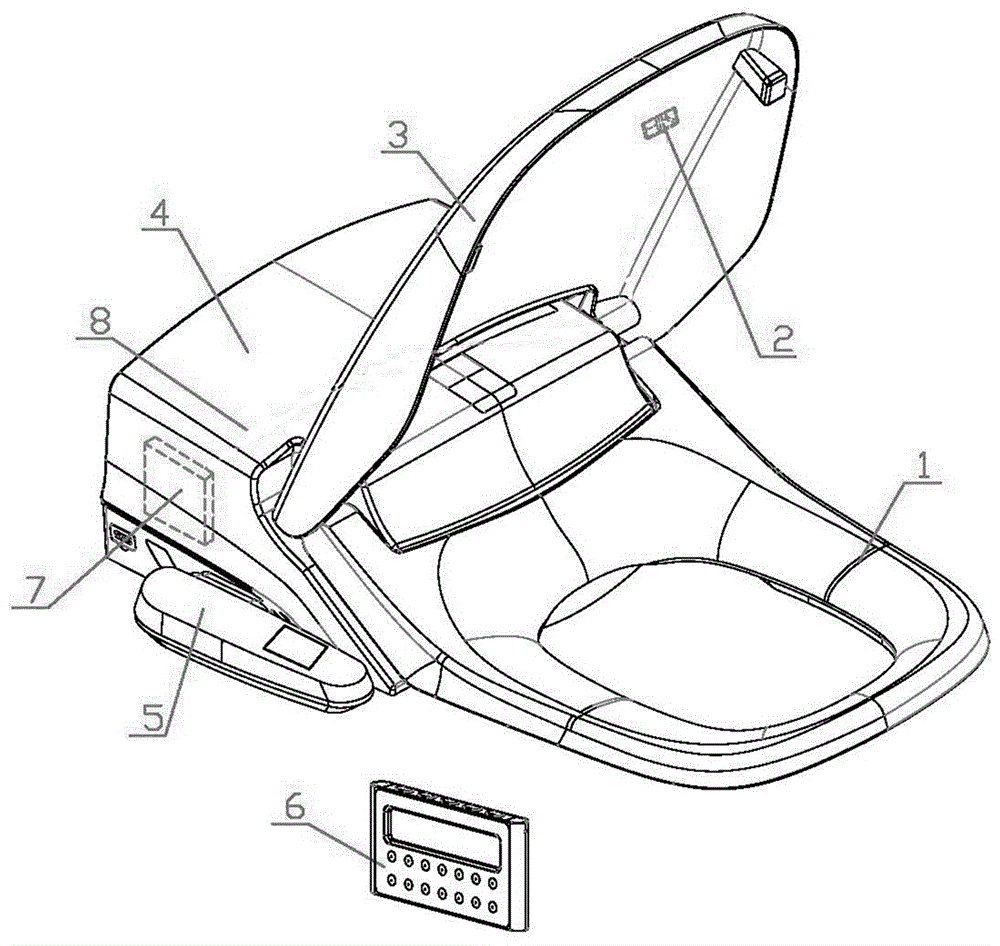 An electronic toilet with non-contact measurement of pulse heart rate and remote alarm