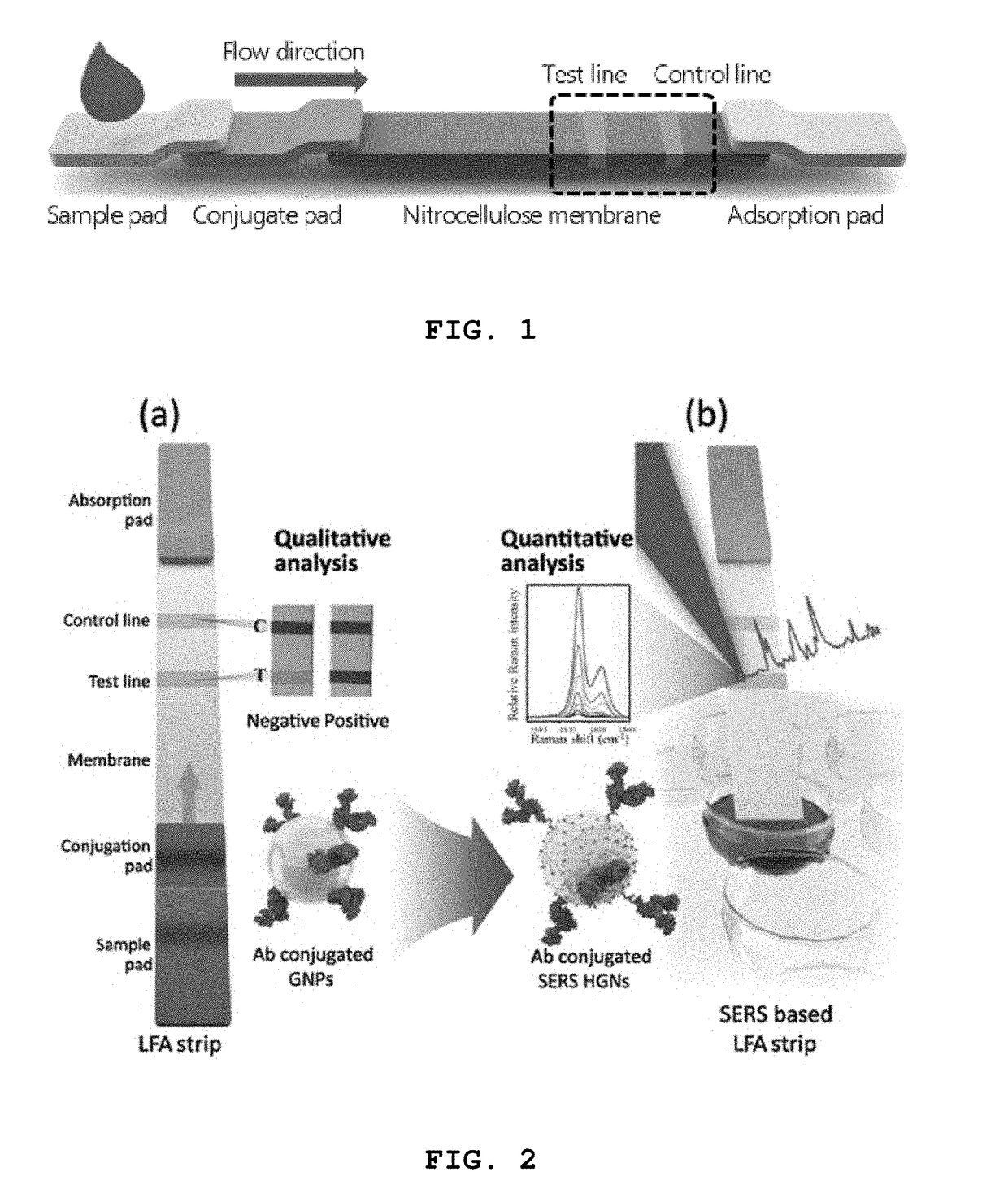 High-sensitivity lateral flow immunoassay strip based on surface-enhanced raman scattering and detection method using the same