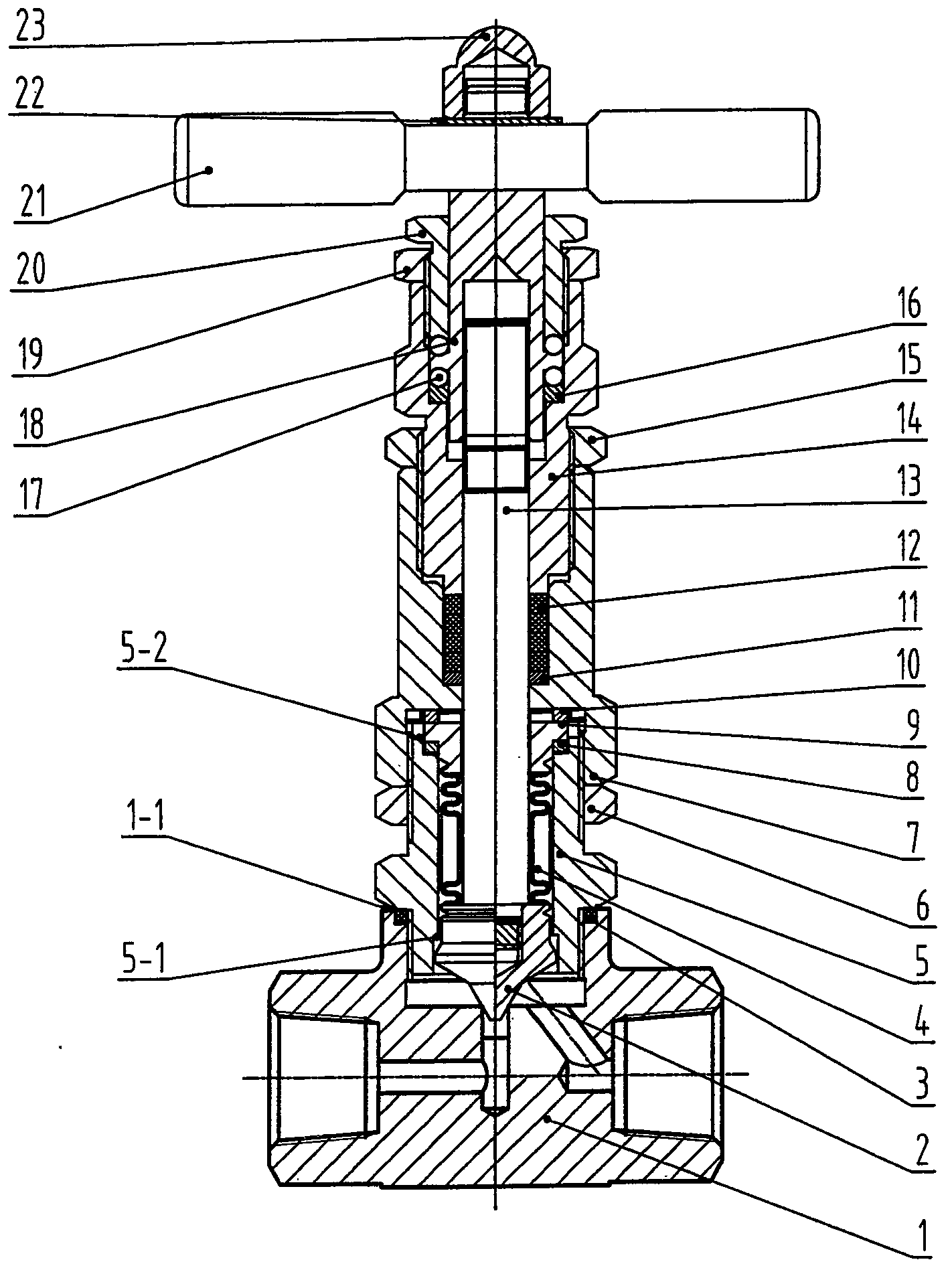 External-pressure type bellows globe valve with non-rotating valve rod