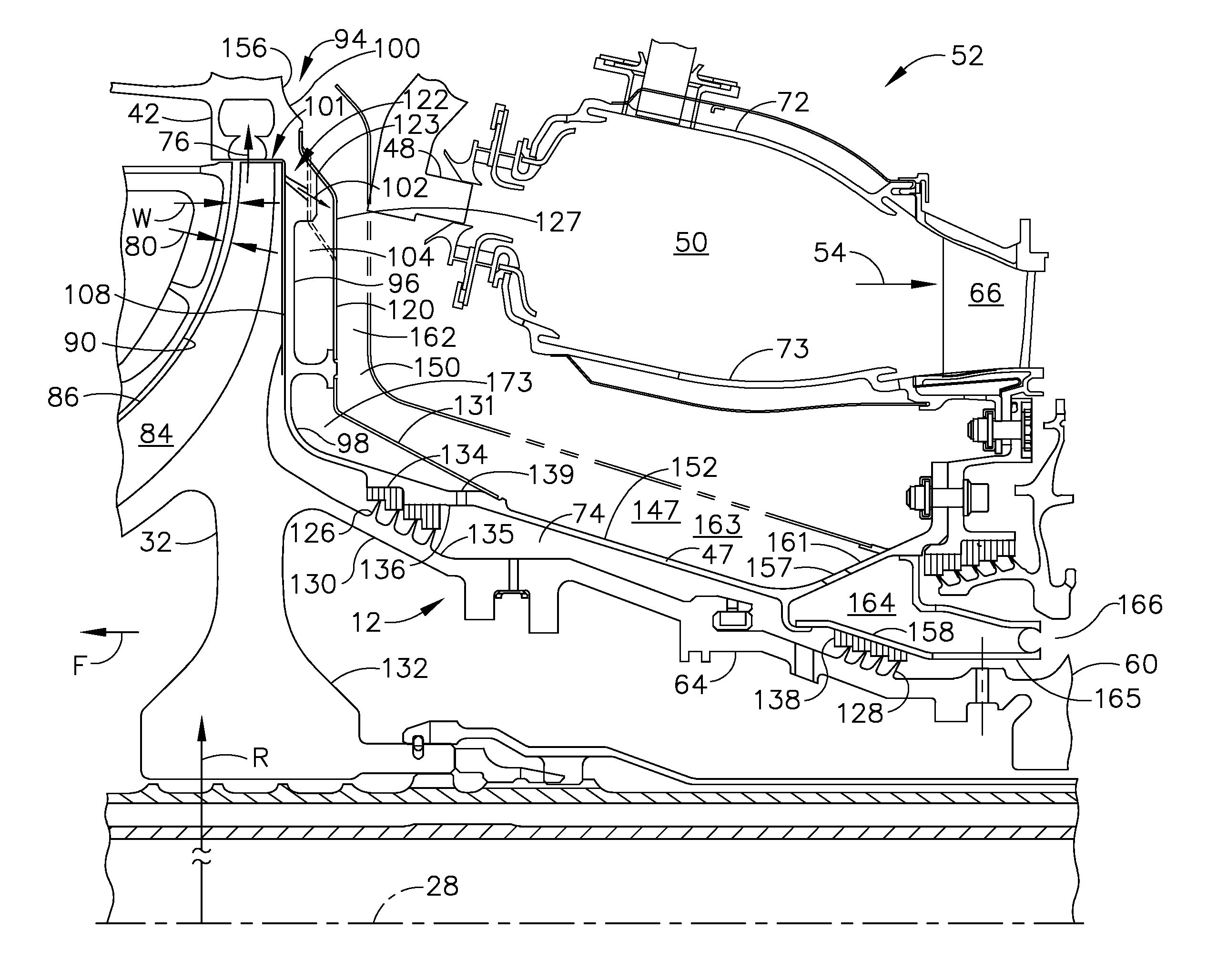 Turbine cooling air from a centrifugal compressor