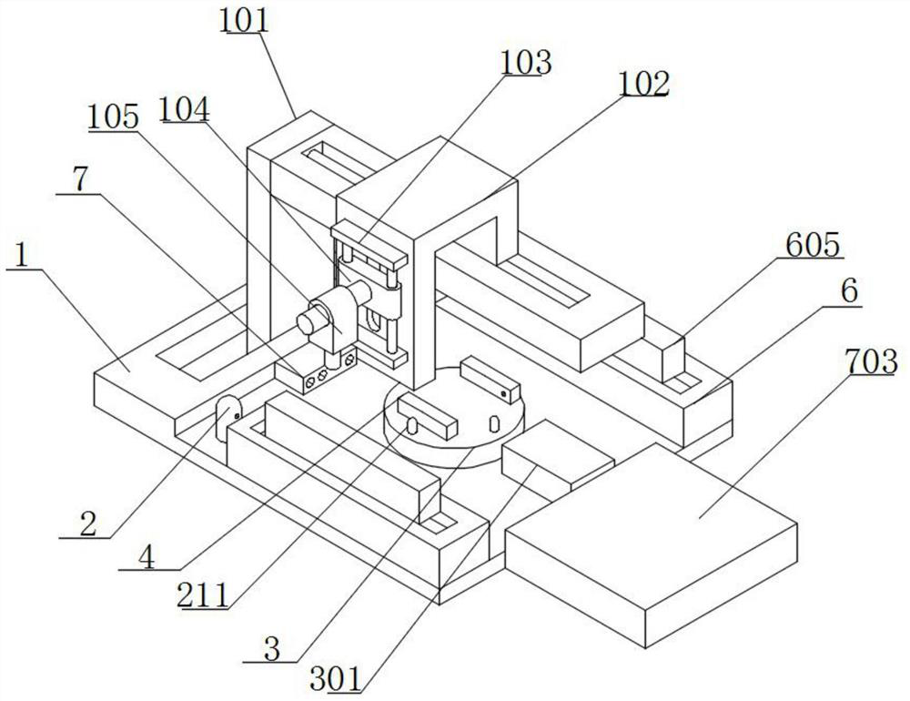 A welding device for a six-axis robot with a calibration structure