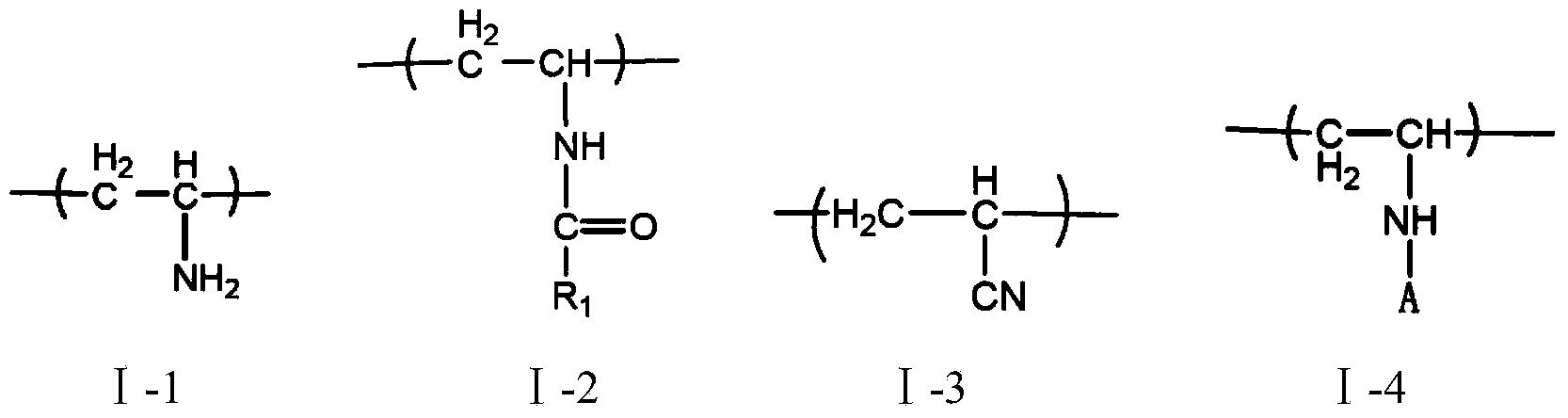 Polyvinylamine-co-acrylonitrile self-crosslinking dye as well as preparation method and application thereof