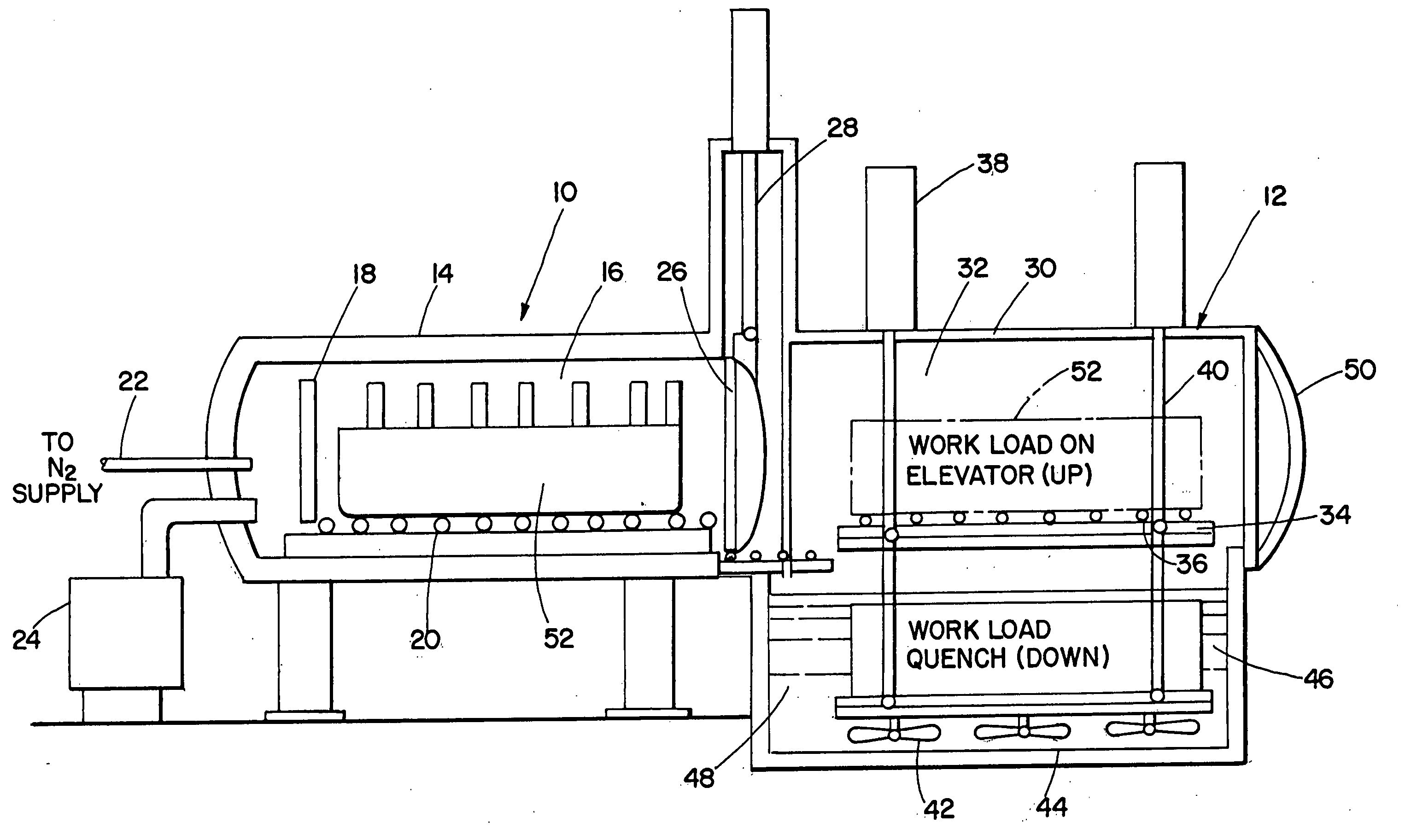 Vacuum furnace with pressurized intensive water quench tank