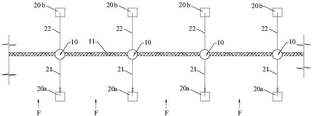 Floating upright post protective net structure