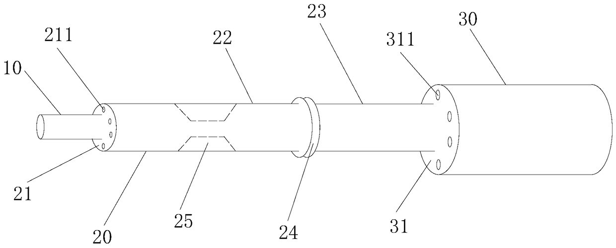 A flame spray head, a combustion tank and the use of the combustion tank in processing fuel