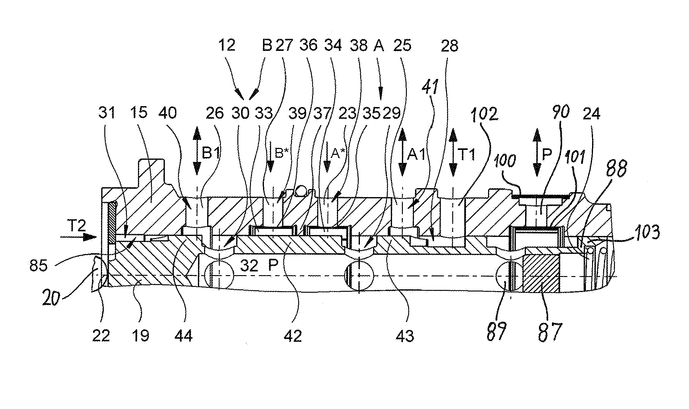 Hydraulic valve for an oscillating motor adjuster