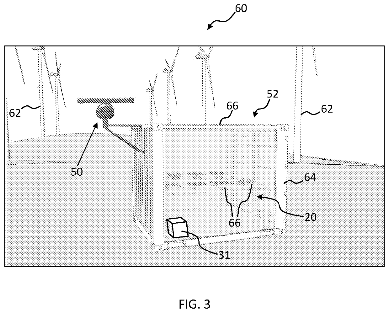 Surveillance system for a wind park, and associated method