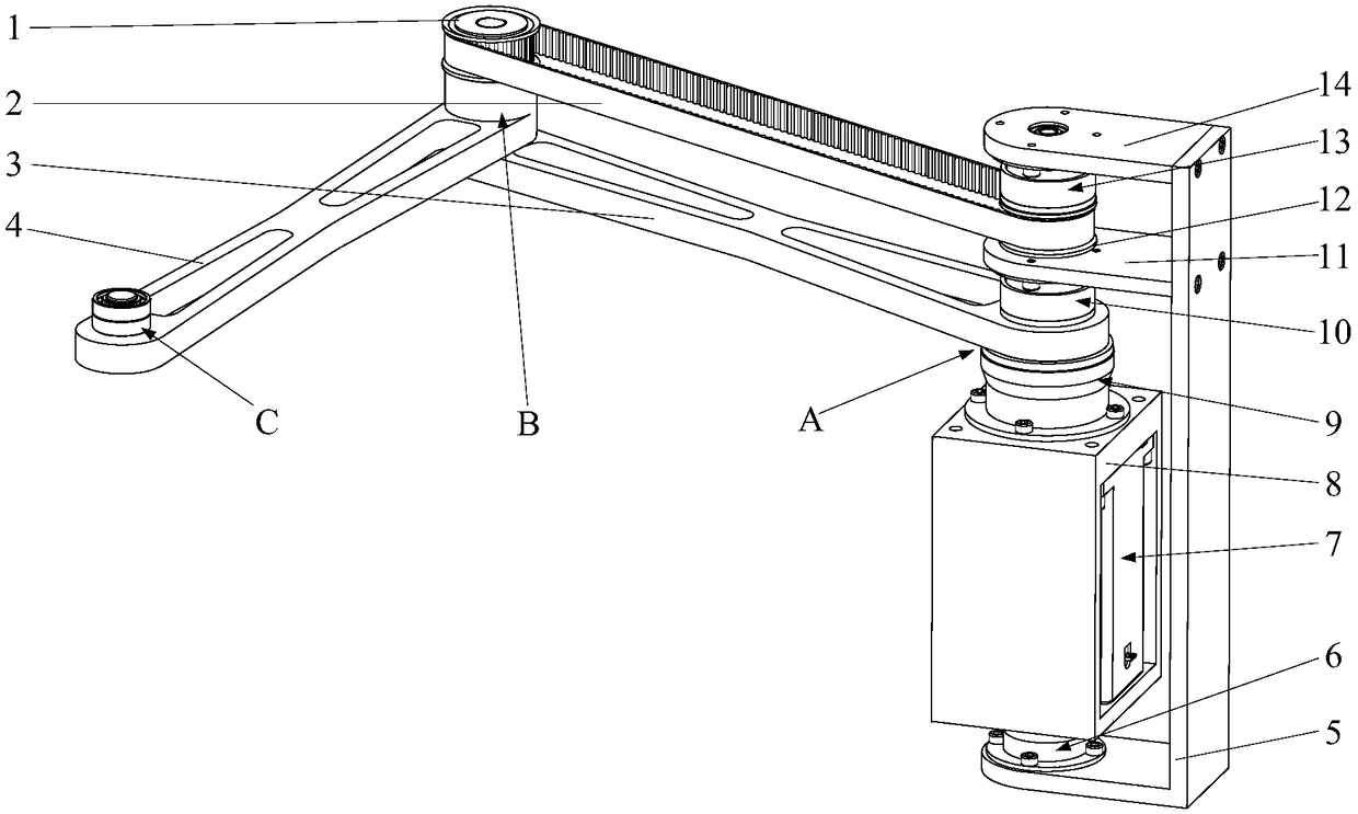 Belt-driven variable-drive kinematic chain and parallel robot with same