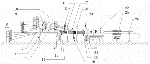 Hard umbrella skirt composite insulated cross arm for use at high voltage and manufacturing device and method thereof