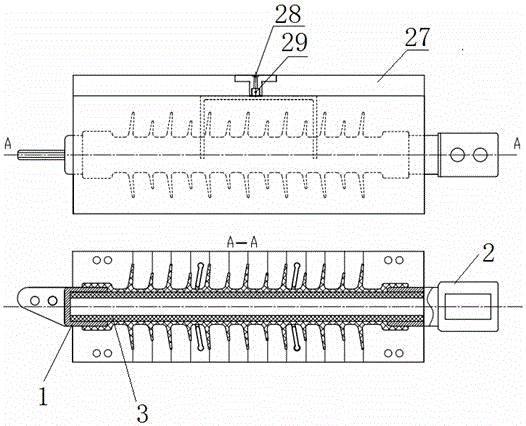 Hard umbrella skirt composite insulated cross arm for use at high voltage and manufacturing device and method thereof