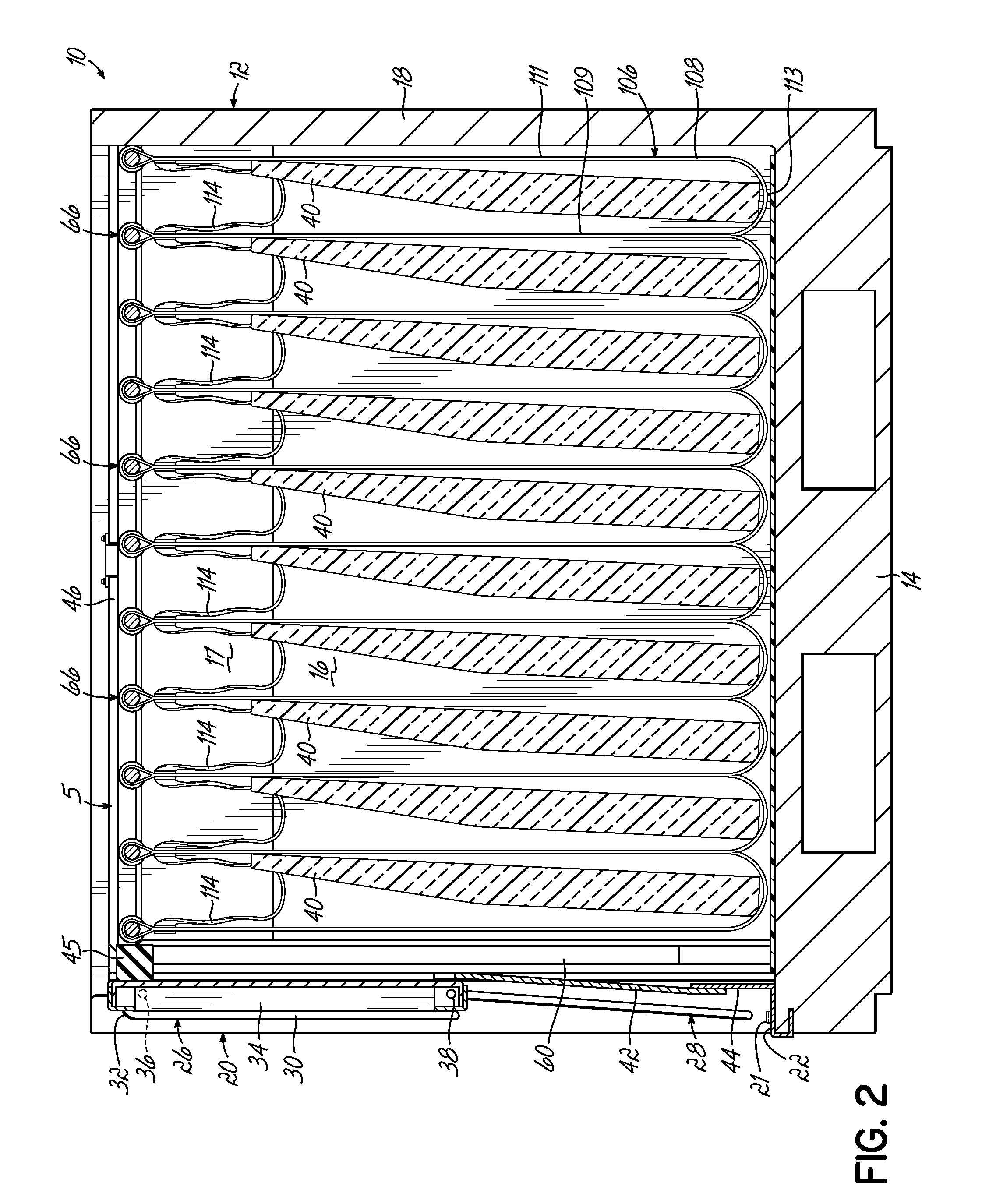 Container having metal outer frame for supporting L-shaped tracks