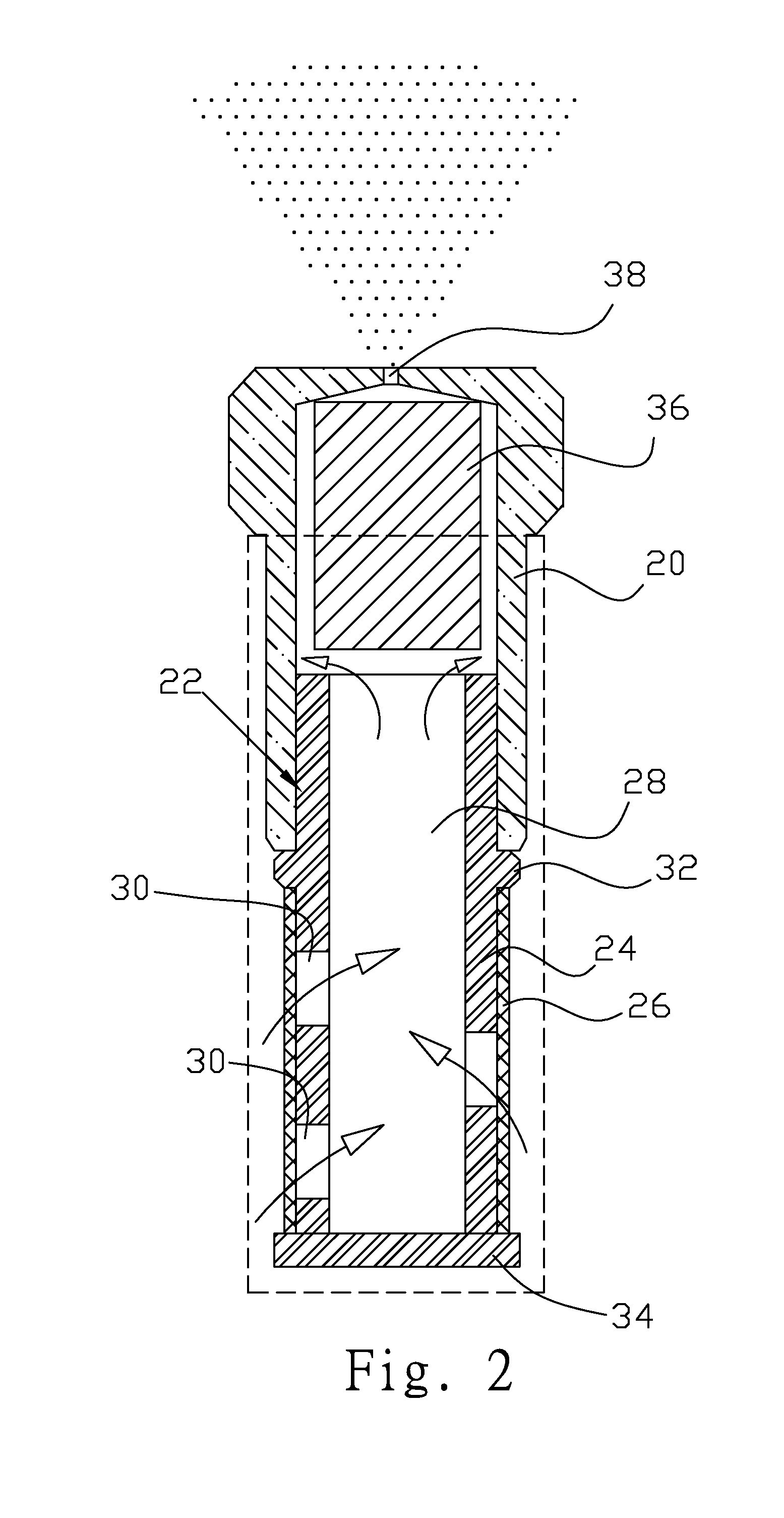 Atomizing nozzle equipped with filtering assembly