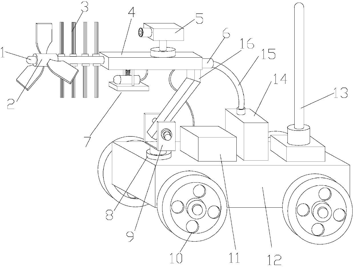 Clearing machine for residential housing water supplying and draining ditch wall automatic clearing equipment