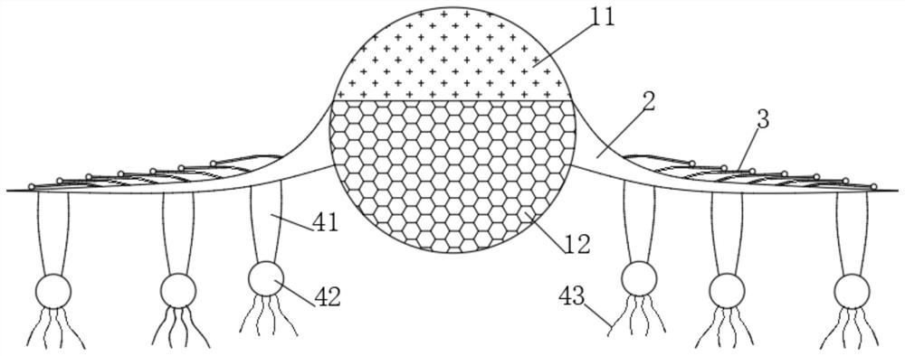 Oil-containing suspended particle semi-sinking type adsorption floating patch for water body remediation