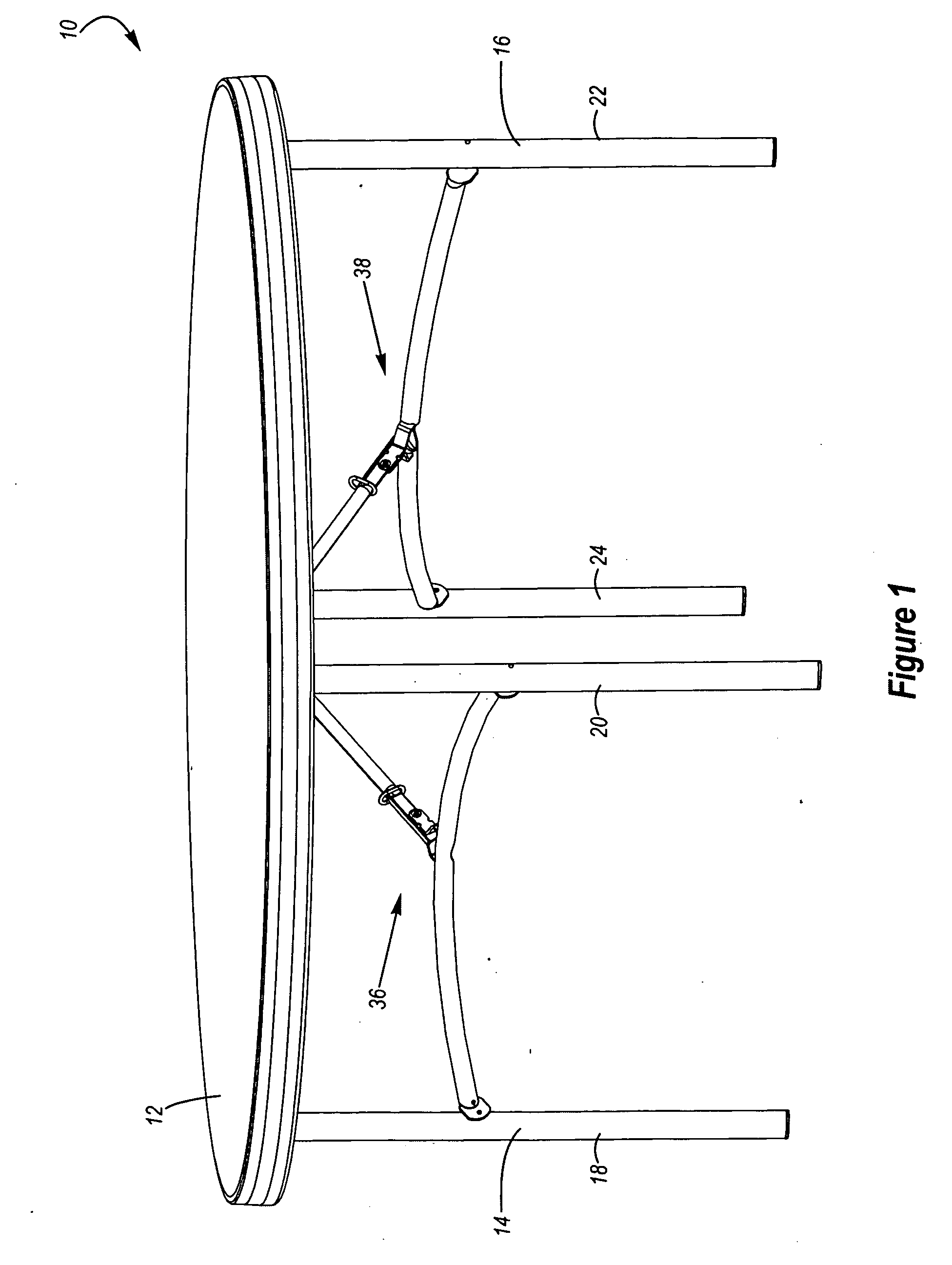 Support structure for a table