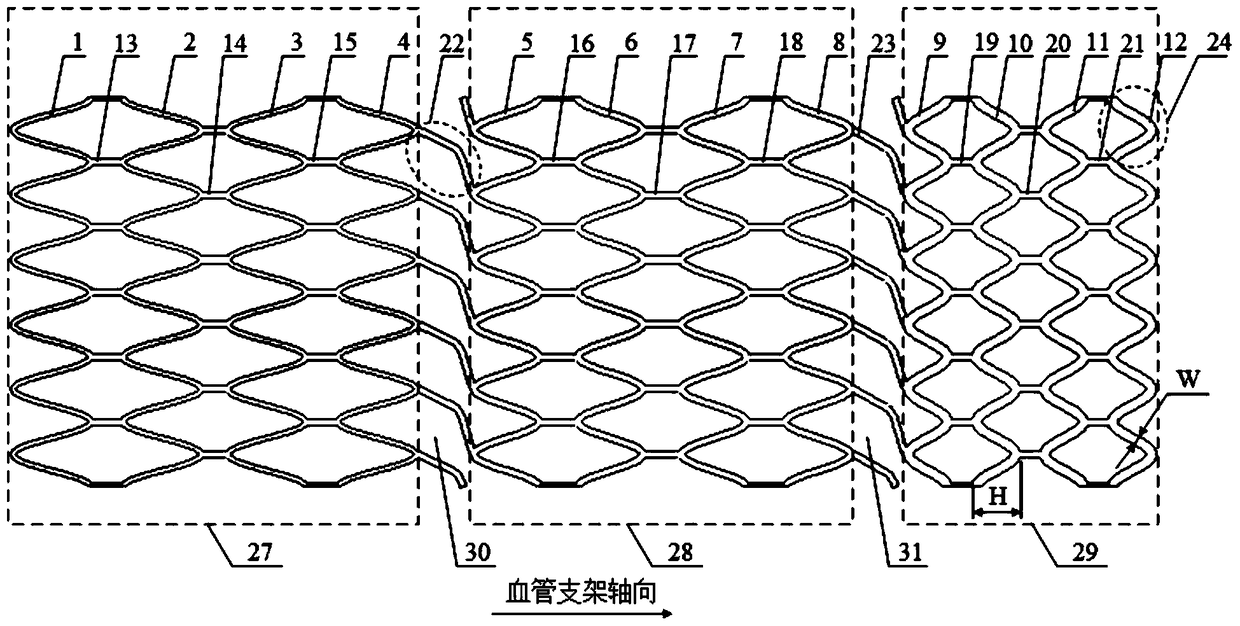 A step-shaped balloon-expandable vascular stent