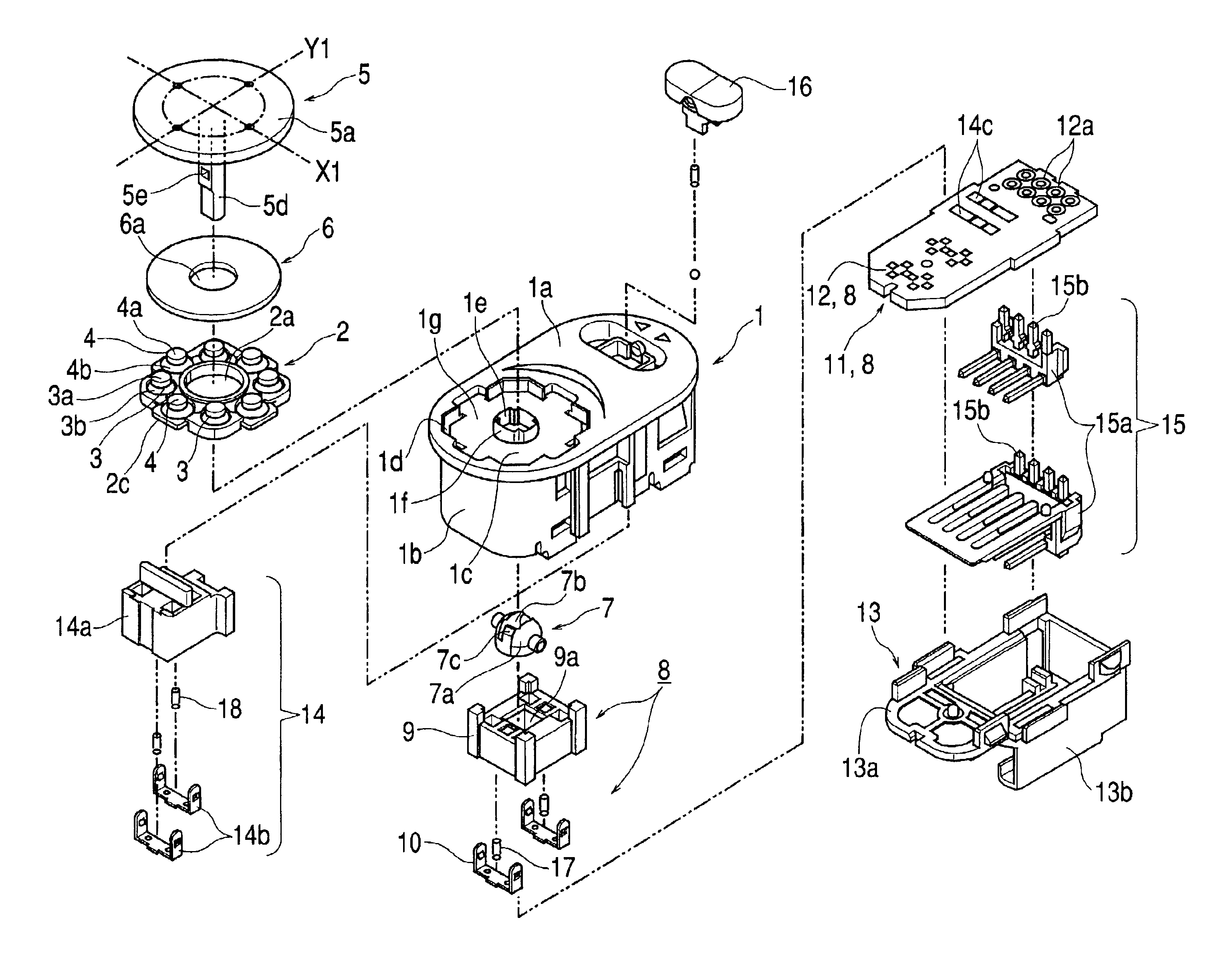 Multi-directional switching device capable of producing good feeling of click