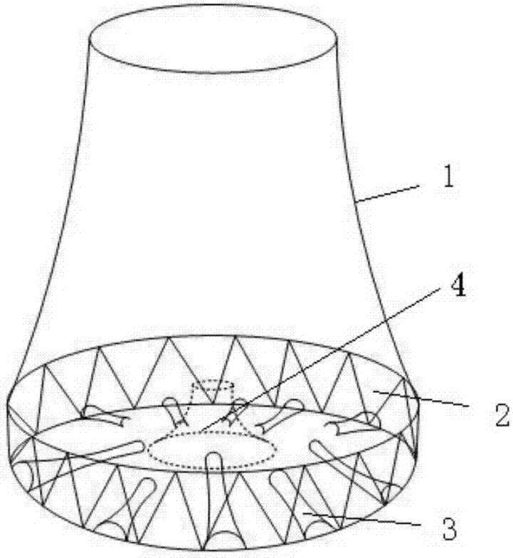 Natural ventilation wet type cooling tower ventilation device