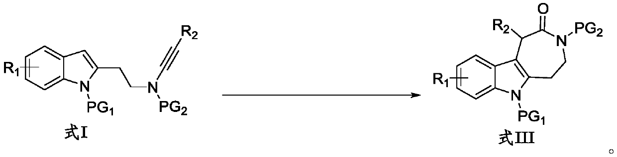 Preparation method for indole condensed seven-membered lactam compound