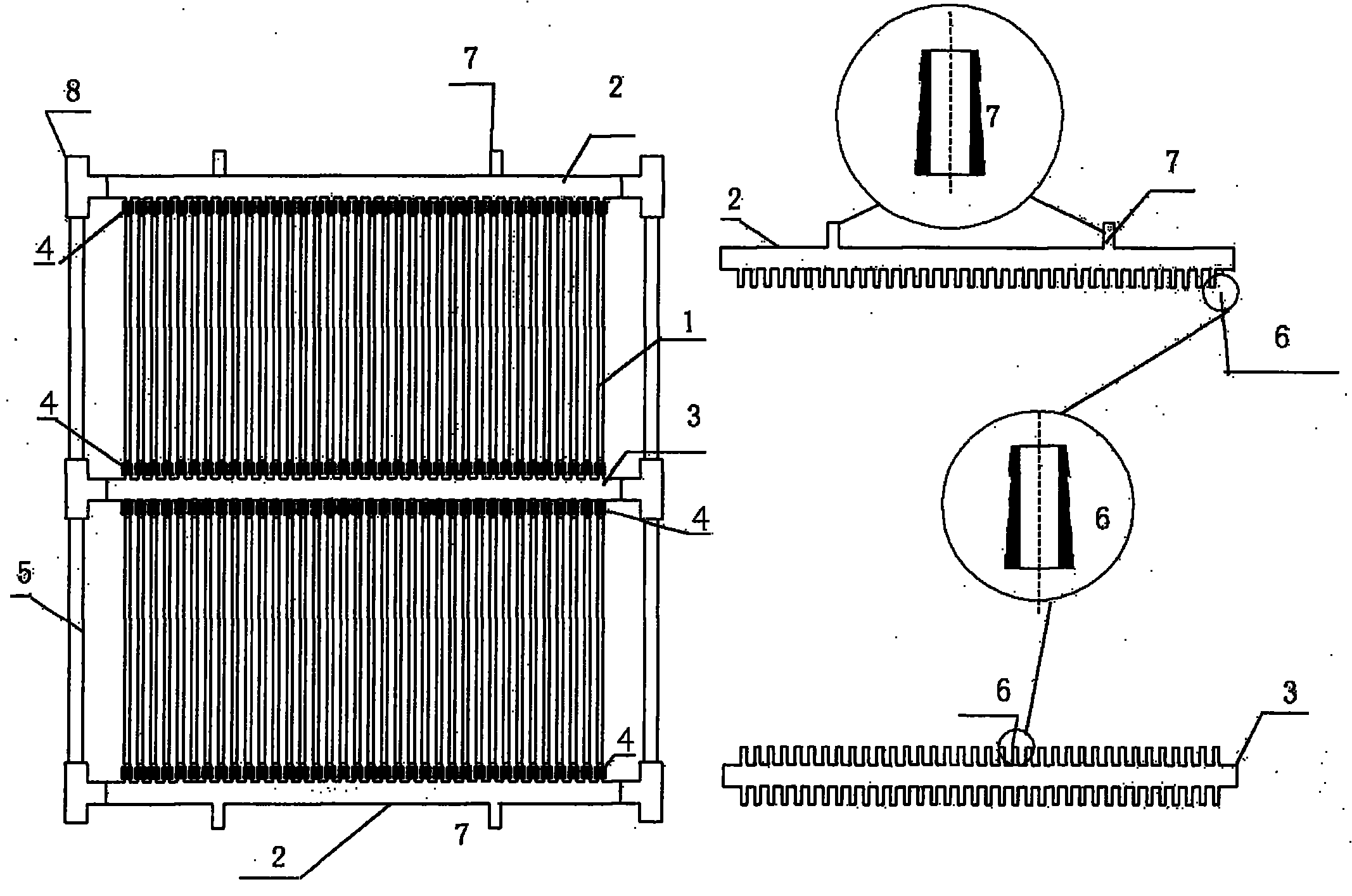 Grid type membrane module with glass fiber braided tube