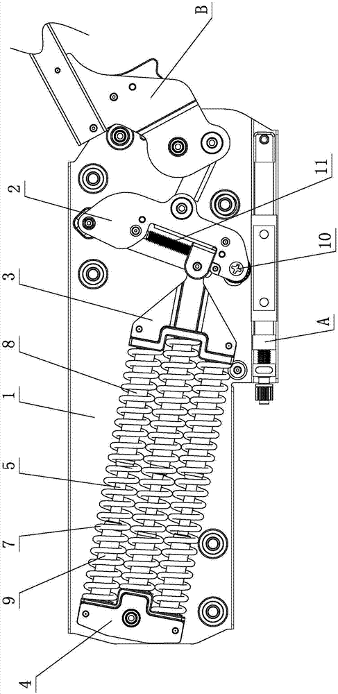 Elastic acting force structure of furniture upturning device