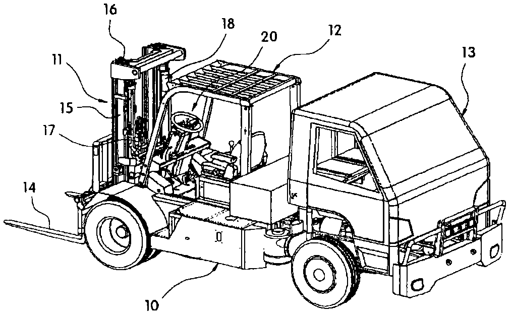 Combined forklift truck and automobile having simultaneous operating function