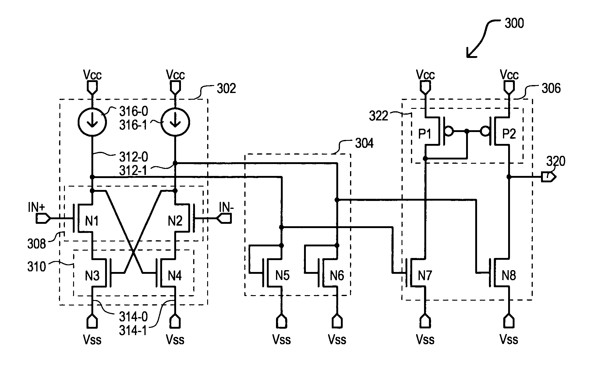 Differential-to-single ended signal converter circuit and method