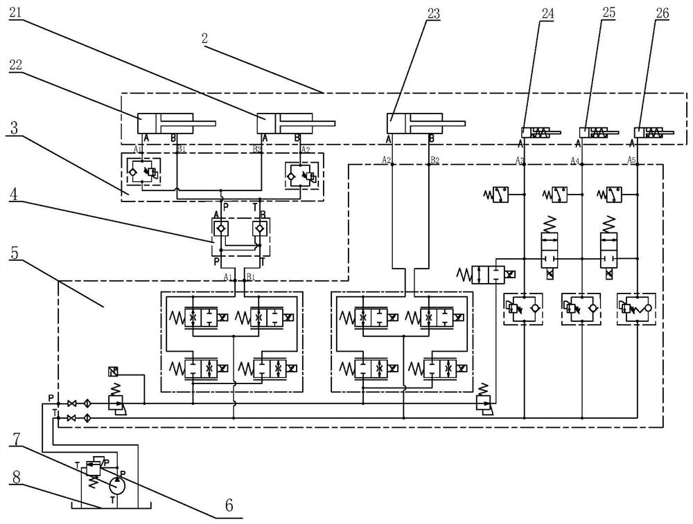 Overturning type elevator hydraulic system based on loading opening independent control